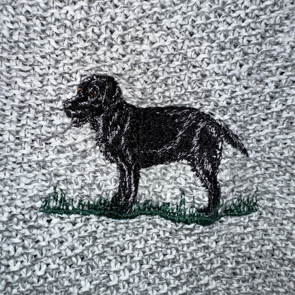 VTG Peconic Bay Traders Gray Pullover Sweater Cotton Labrador Dog Grandpa Large - Picture 3 of 7